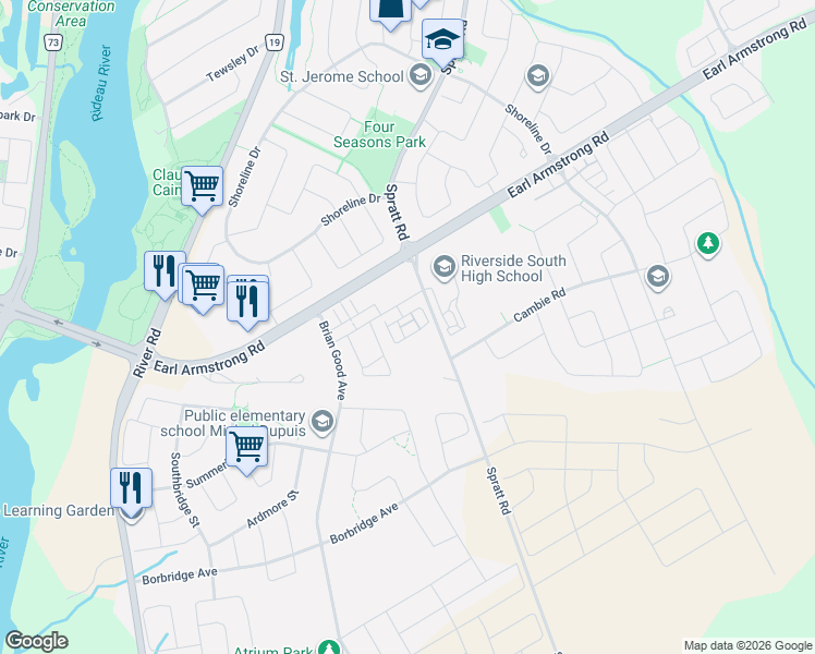 map of restaurants, bars, coffee shops, grocery stores, and more near 204 Baltic Private in Ottawa