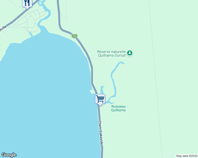 map of restaurants, bars, coffee shops, grocery stores, and more near 592 Chemin Lakeside in Lac-Brome