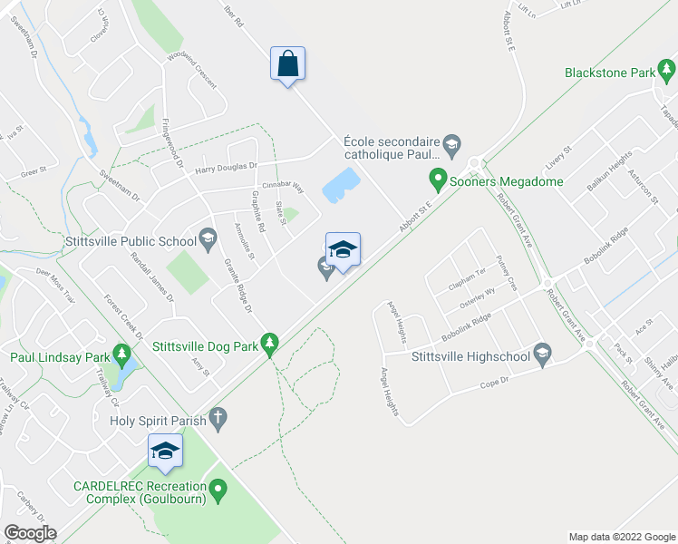 map of restaurants, bars, coffee shops, grocery stores, and more near in Stittsville