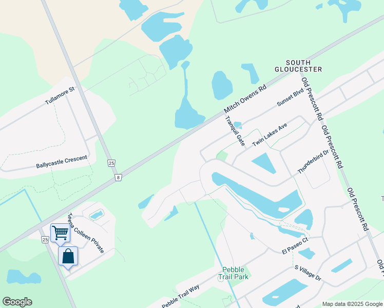 map of restaurants, bars, coffee shops, grocery stores, and more near 6795 Sunset Boulevard in Ottawa