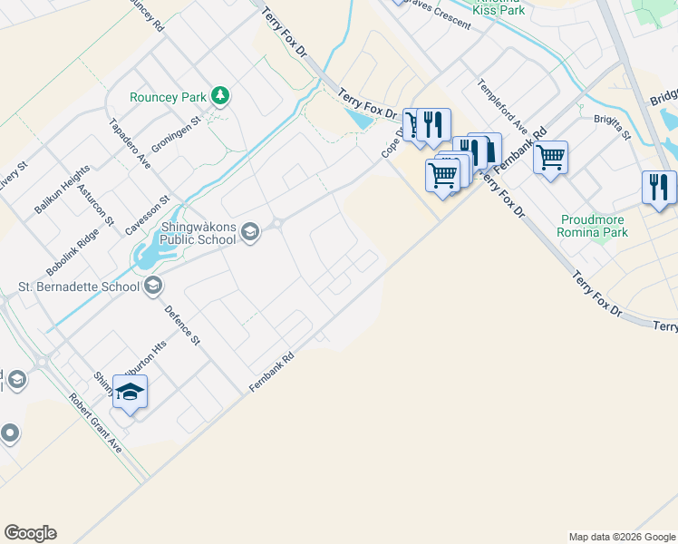 map of restaurants, bars, coffee shops, grocery stores, and more near 709 Nautilus Private in Ottawa