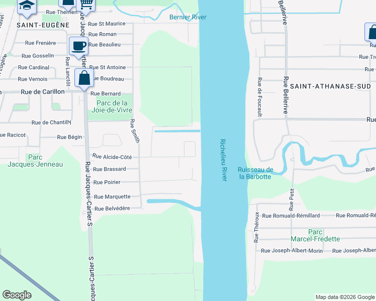 map of restaurants, bars, coffee shops, grocery stores, and more near 559 Rue Gamelin in Saint-Jean-sur-Richelieu