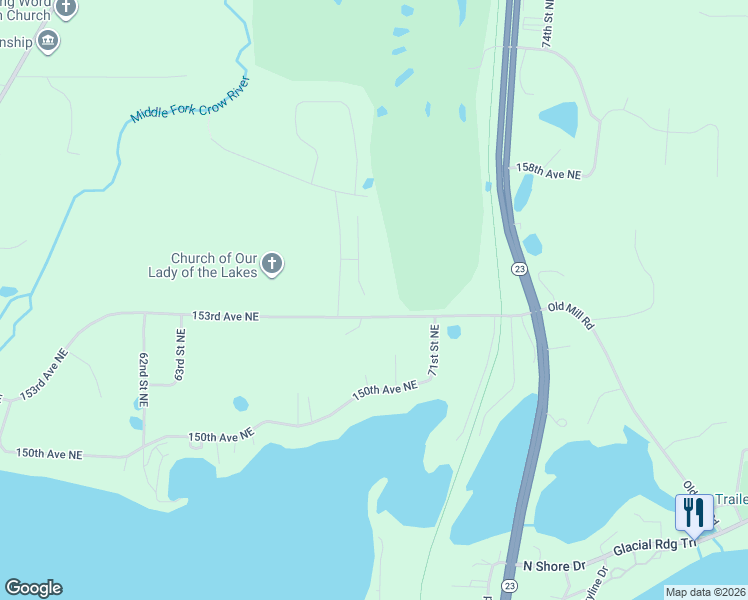 map of restaurants, bars, coffee shops, grocery stores, and more near 15519 69th Street Northeast in Spicer