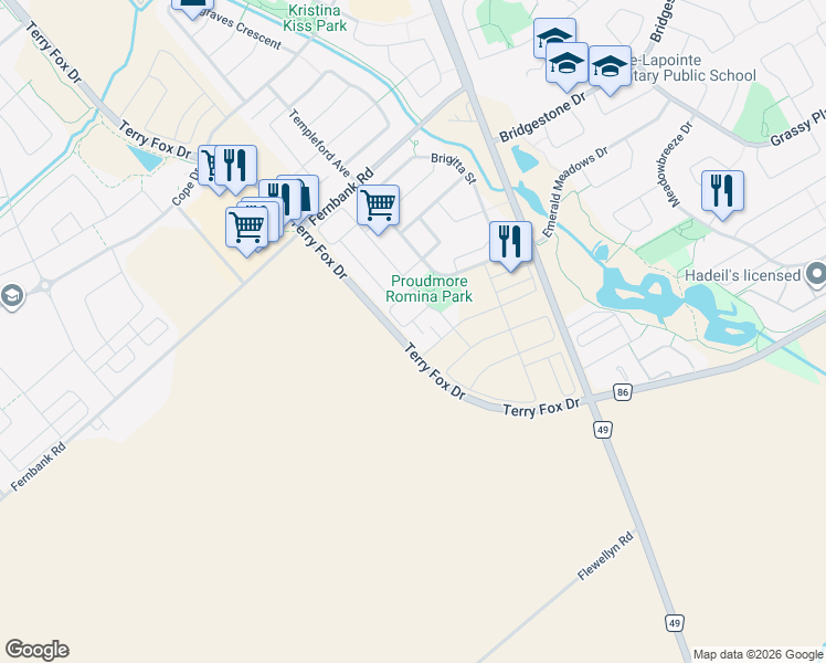 map of restaurants, bars, coffee shops, grocery stores, and more near 320 Tulum Crescent in Ottawa
