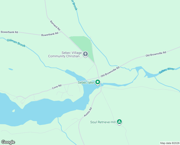 map of restaurants, bars, coffee shops, grocery stores, and more near Chapel Lane in Sebec