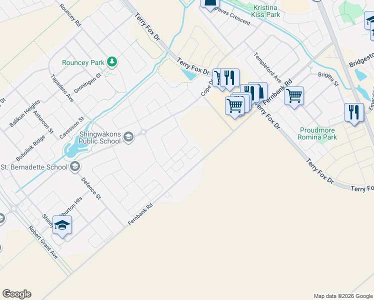 map of restaurants, bars, coffee shops, grocery stores, and more near 907 Nautilus Private in Ottawa