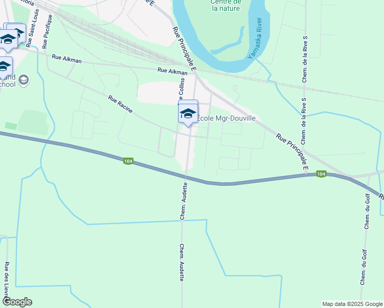 map of restaurants, bars, coffee shops, grocery stores, and more near 415 Rue Saint Romuald in Farnham