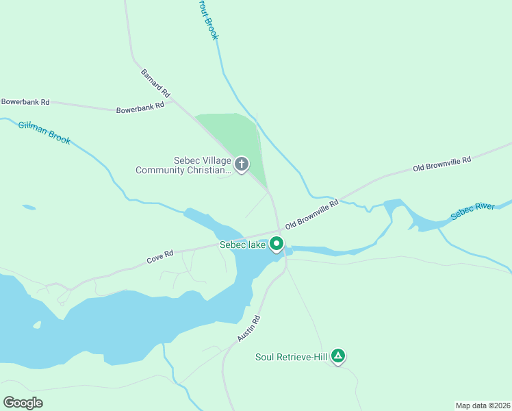 map of restaurants, bars, coffee shops, grocery stores, and more near Chapel Lane in Sebec