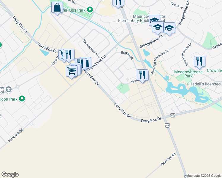 map of restaurants, bars, coffee shops, grocery stores, and more near 506 Rioja Street in Ottawa