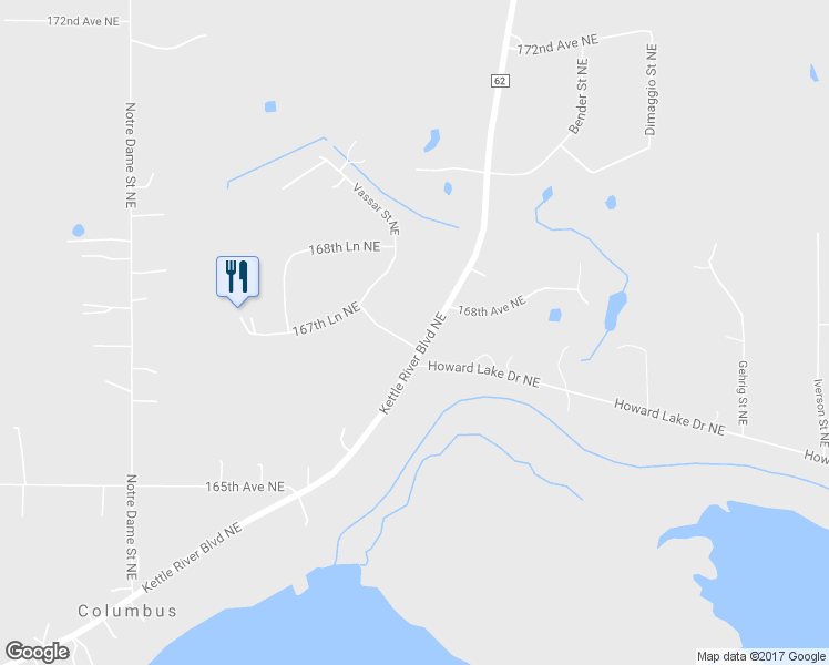 map of restaurants, bars, coffee shops, grocery stores, and more near 9021 167th Lane Northeast in Forest Lake