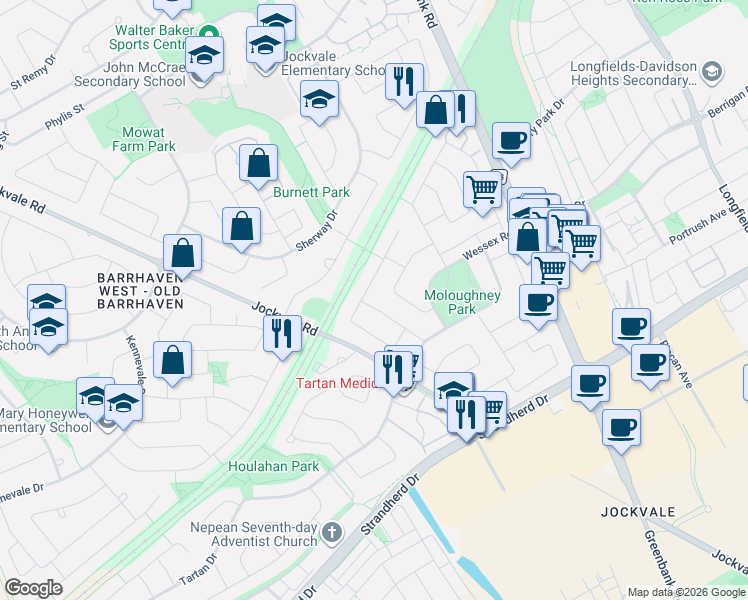 map of restaurants, bars, coffee shops, grocery stores, and more near in Ottawa