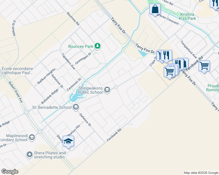 map of restaurants, bars, coffee shops, grocery stores, and more near 461 Cope Drive in Ottawa
