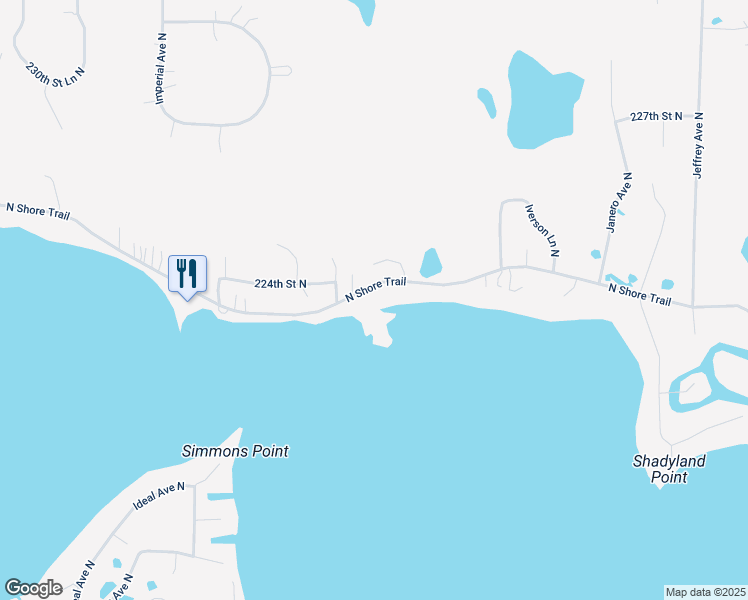 map of restaurants, bars, coffee shops, grocery stores, and more near 8621 North Shore Trail in Forest Lake