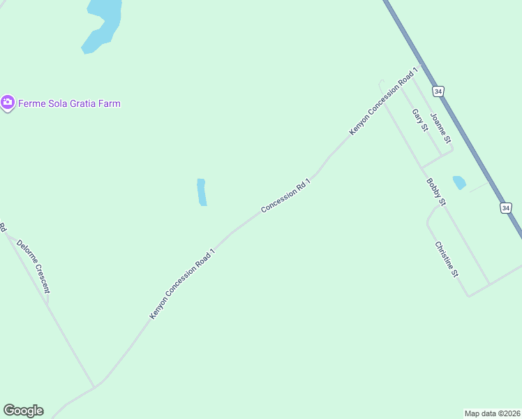 map of restaurants, bars, coffee shops, grocery stores, and more near 20195 Kenyon Concession 1 Road in Stormont, Dundas and Glengarry United Counties
