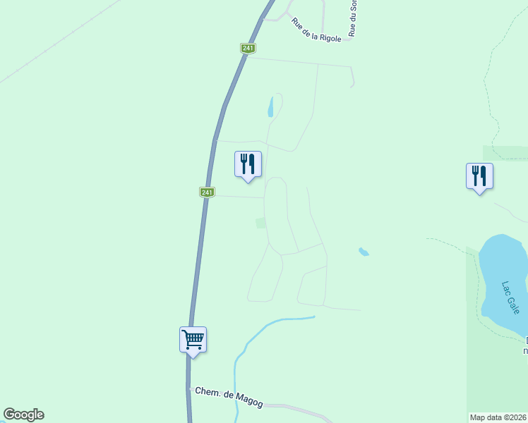 map of restaurants, bars, coffee shops, grocery stores, and more near Rue du Mont Gale in Bromont