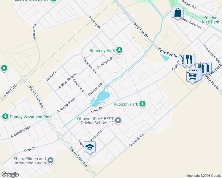 map of restaurants, bars, coffee shops, grocery stores, and more near in Ottawa