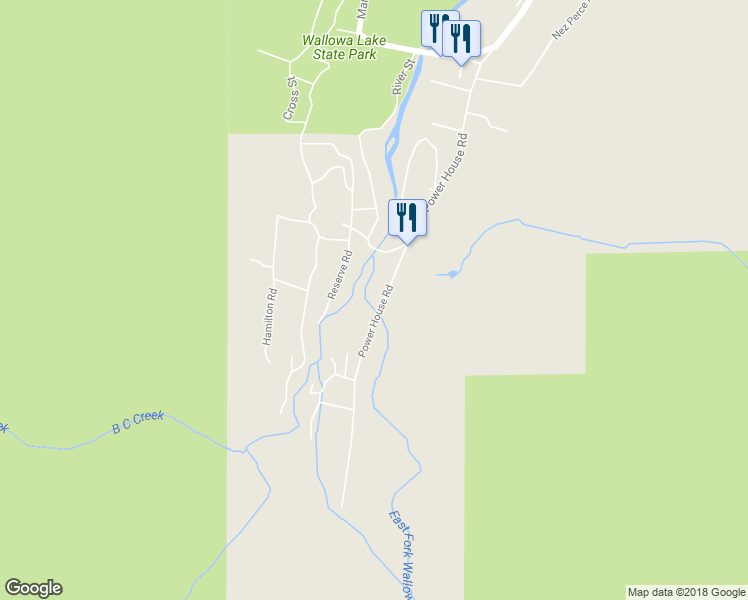map of restaurants, bars, coffee shops, grocery stores, and more near 59752 Wallowa Lake Highway in Joseph