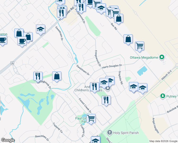 map of restaurants, bars, coffee shops, grocery stores, and more near in Ottawa