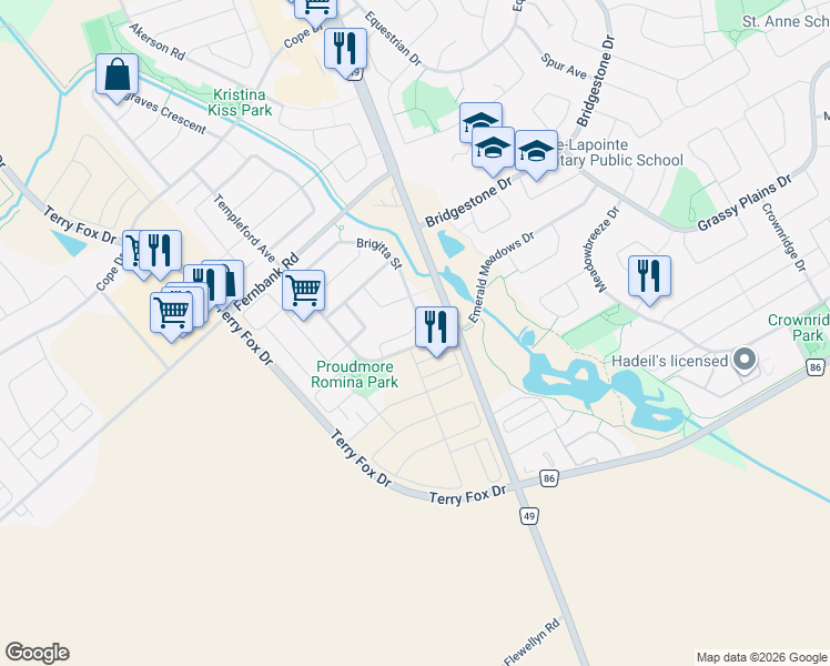 map of restaurants, bars, coffee shops, grocery stores, and more near 100 Artesa Private in Ottawa