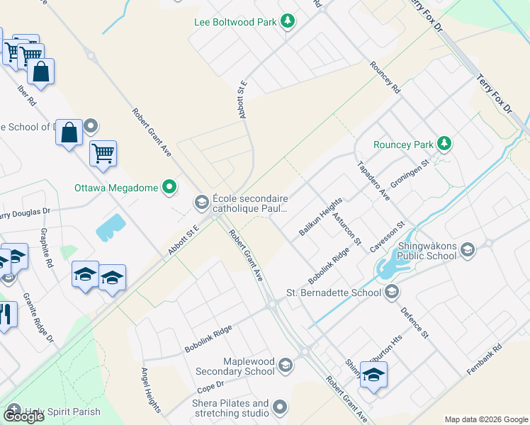 map of restaurants, bars, coffee shops, grocery stores, and more near 330 Livery Street in Ottawa