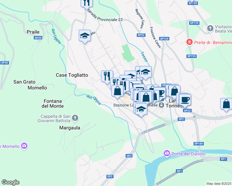 map of restaurants, bars, coffee shops, grocery stores, and more near 31 Via Armando Diaz in Lanzo Torinese