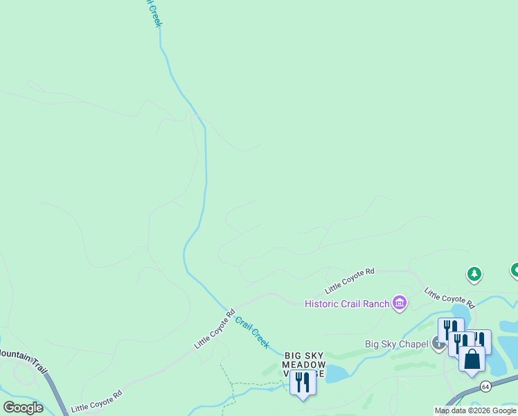 map of restaurants, bars, coffee shops, grocery stores, and more near 2807 Bobtail Horse Road in Big Sky