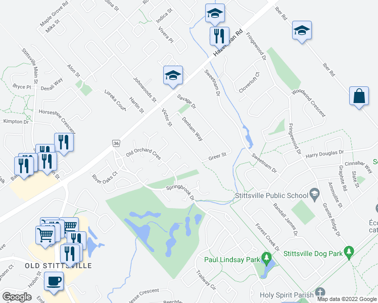 map of restaurants, bars, coffee shops, grocery stores, and more near 56 Victor Street in Ottawa