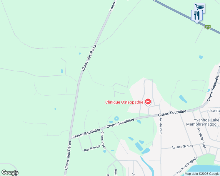 map of restaurants, bars, coffee shops, grocery stores, and more near 2451 Rue Désautels in Magog
