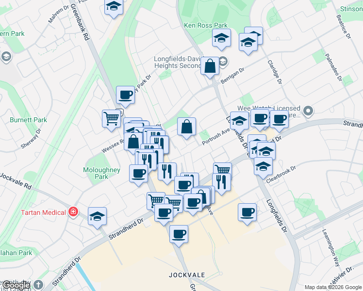 map of restaurants, bars, coffee shops, grocery stores, and more near 53 Tayside Private in Ottawa