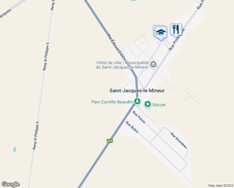 map of restaurants, bars, coffee shops, grocery stores, and more near 112 Rue Longtin in Saint-Jacques-le-Mineur