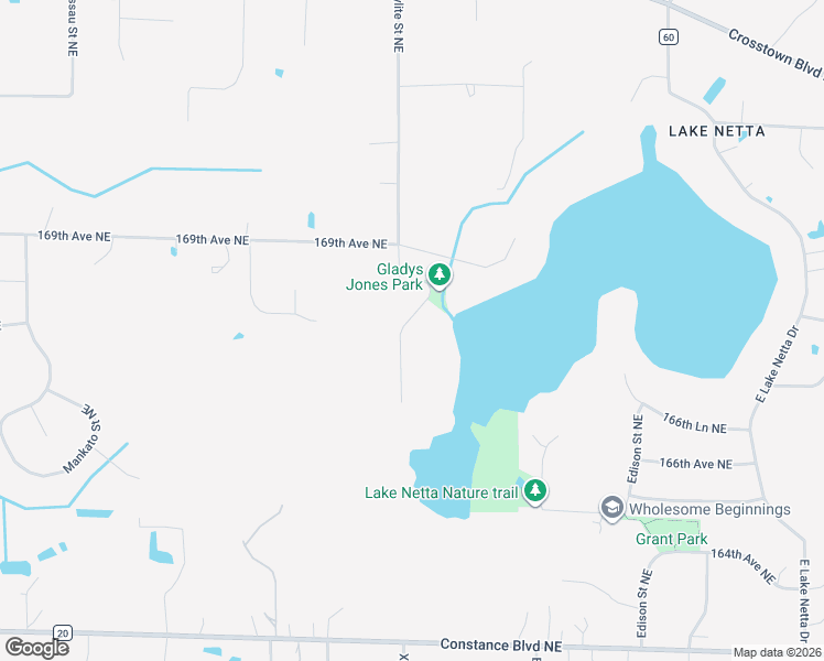 map of restaurants, bars, coffee shops, grocery stores, and more near 16755 Xylite Street Northeast in Ham Lake