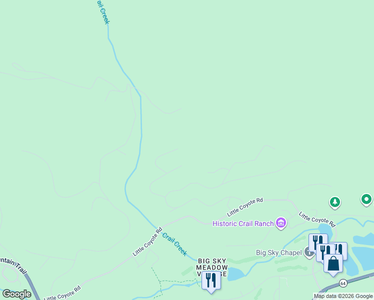 map of restaurants, bars, coffee shops, grocery stores, and more near 2807 Bobtail Horse Road in Big Sky