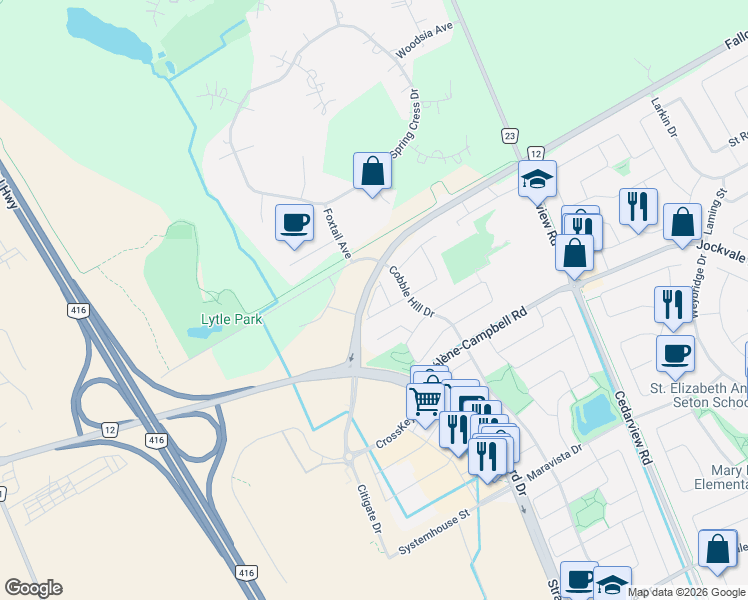 map of restaurants, bars, coffee shops, grocery stores, and more near 161 Camden Private in Ottawa