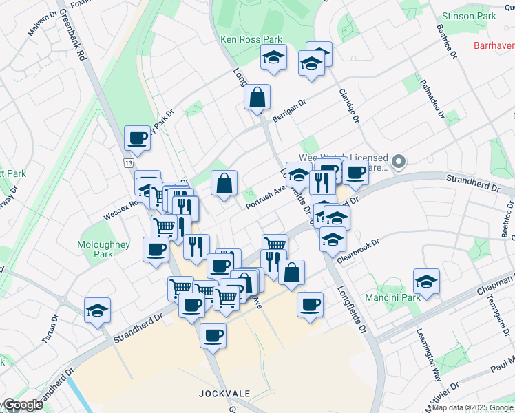 map of restaurants, bars, coffee shops, grocery stores, and more near in Ottawa