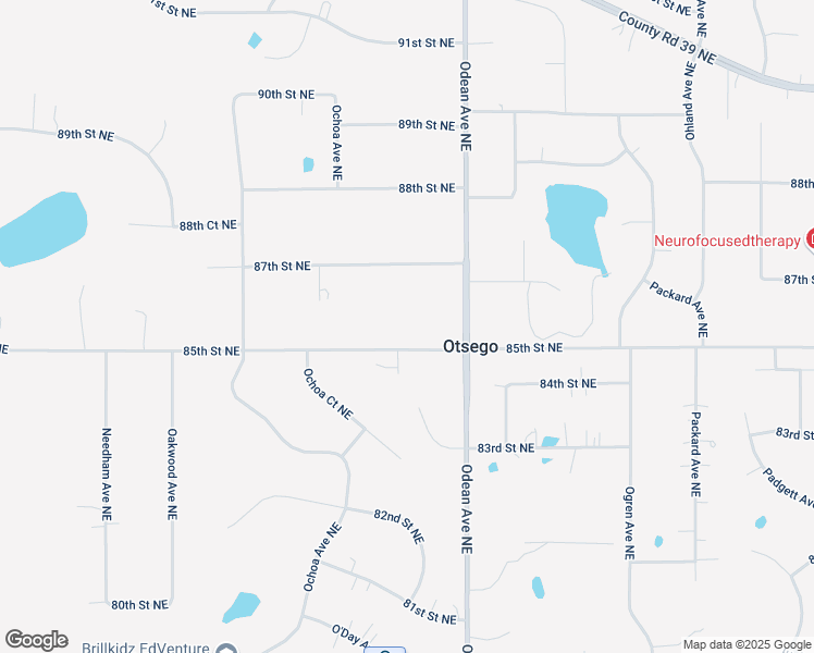 map of restaurants, bars, coffee shops, grocery stores, and more near 14398 85th Street Northeast in Otsego