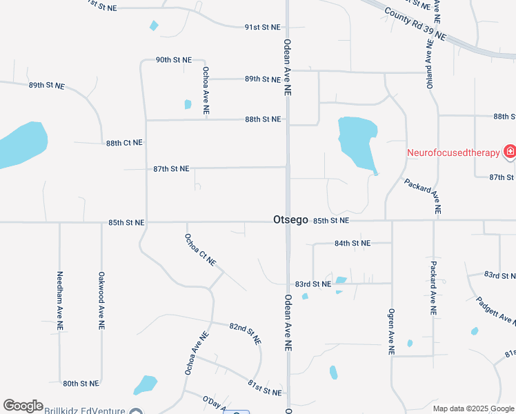 map of restaurants, bars, coffee shops, grocery stores, and more near 14398 85th Street Northeast in Otsego