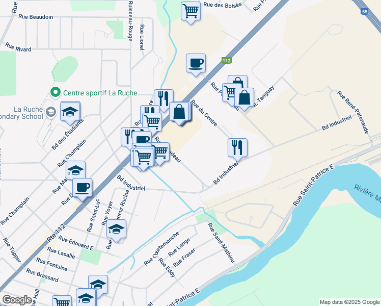 map of restaurants, bars, coffee shops, grocery stores, and more near in Magog