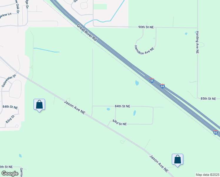 map of restaurants, bars, coffee shops, grocery stores, and more near 8580 Haug Avenue Northeast in Monticello