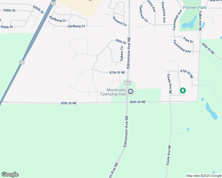map of restaurants, bars, coffee shops, grocery stores, and more near 4348 87th Street Northeast in Monticello