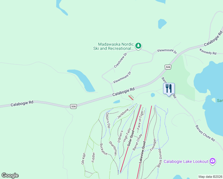 map of restaurants, bars, coffee shops, grocery stores, and more near 0 Legree Street in Calabogie