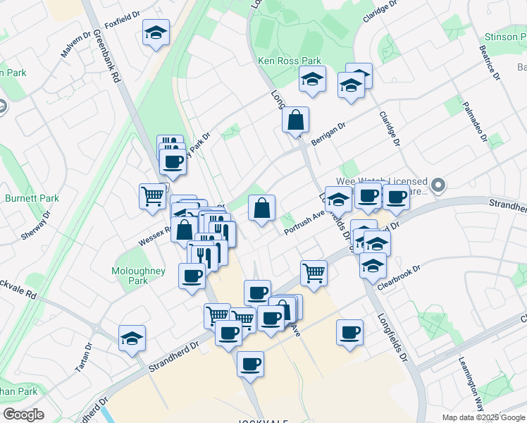 map of restaurants, bars, coffee shops, grocery stores, and more near in Ottawa