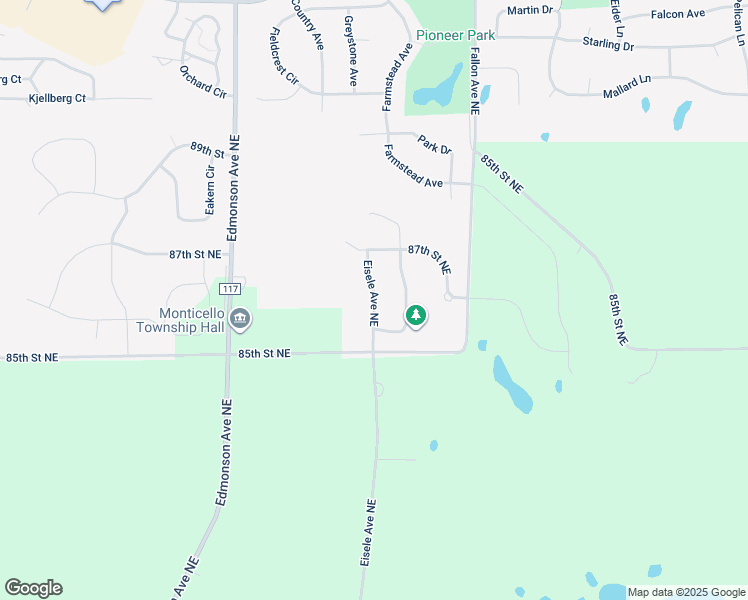 map of restaurants, bars, coffee shops, grocery stores, and more near 8647 Eisele Avenue Northeast in Monticello