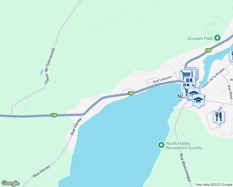 map of restaurants, bars, coffee shops, grocery stores, and more near 4210 Chemin Magog in North Hatley