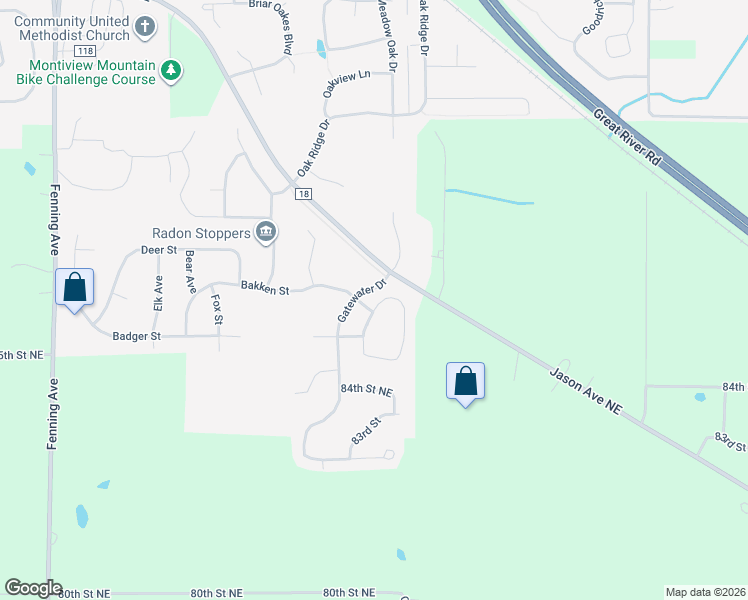 map of restaurants, bars, coffee shops, grocery stores, and more near 8575 Gateway Circle in Monticello