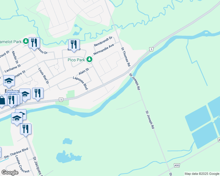 map of restaurants, bars, coffee shops, grocery stores, and more near 20 De La Rive Promenade in Embrun