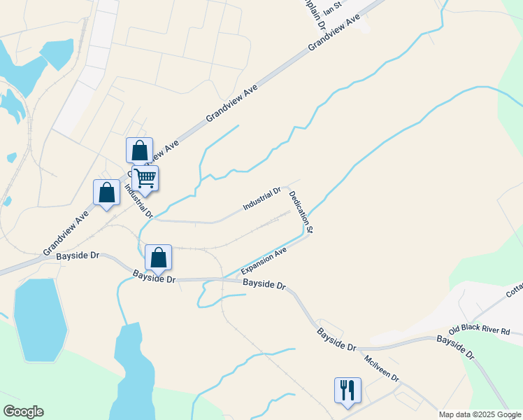 map of restaurants, bars, coffee shops, grocery stores, and more near 250 Industrial Drive in Saint John