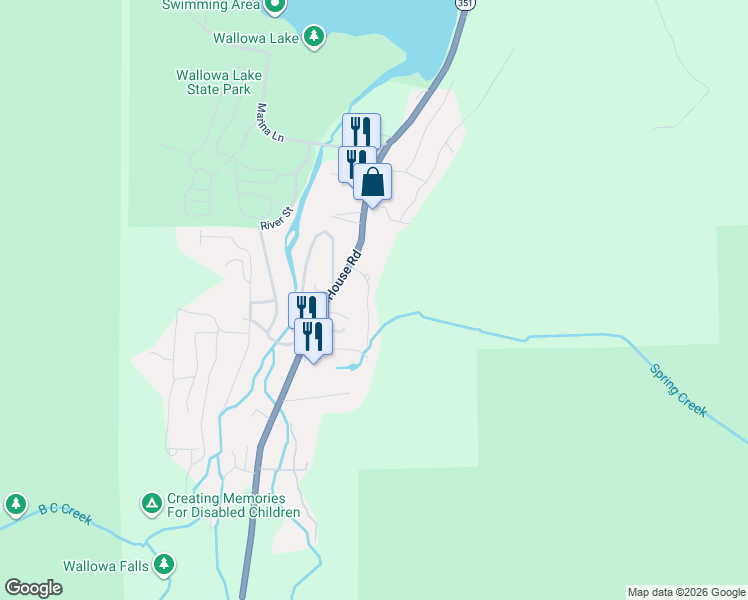 map of restaurants, bars, coffee shops, grocery stores, and more near in Wallowa County