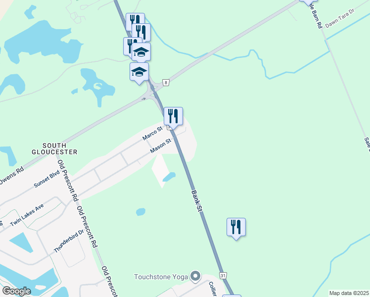 map of restaurants, bars, coffee shops, grocery stores, and more near 5699 Bank Street in Ottawa