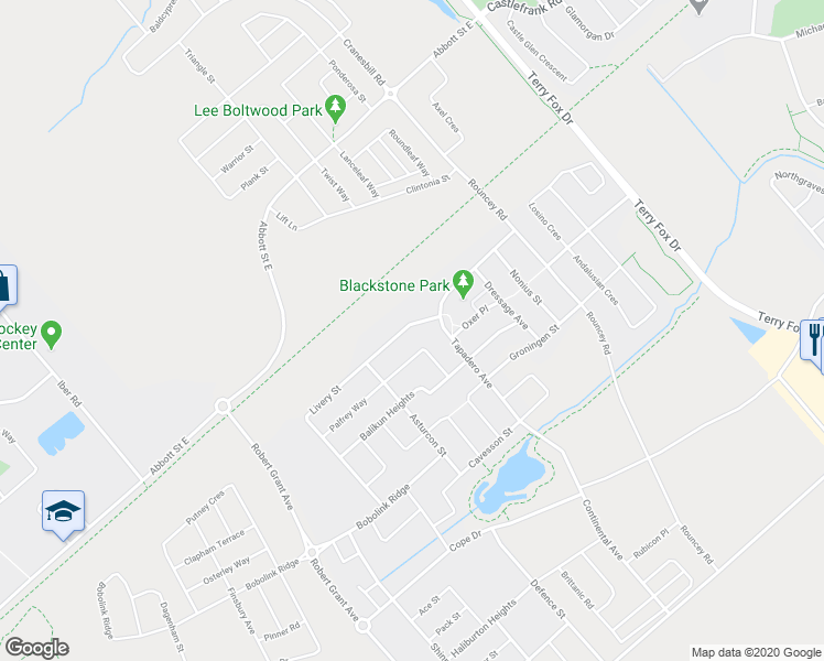 map of restaurants, bars, coffee shops, grocery stores, and more near 223 Livery Street in Ottawa