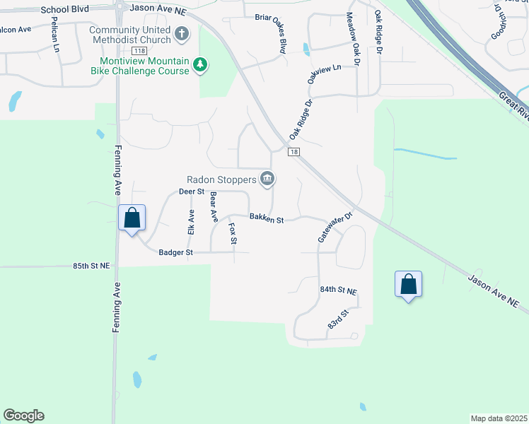 map of restaurants, bars, coffee shops, grocery stores, and more near 6185 Bakken Street in Monticello